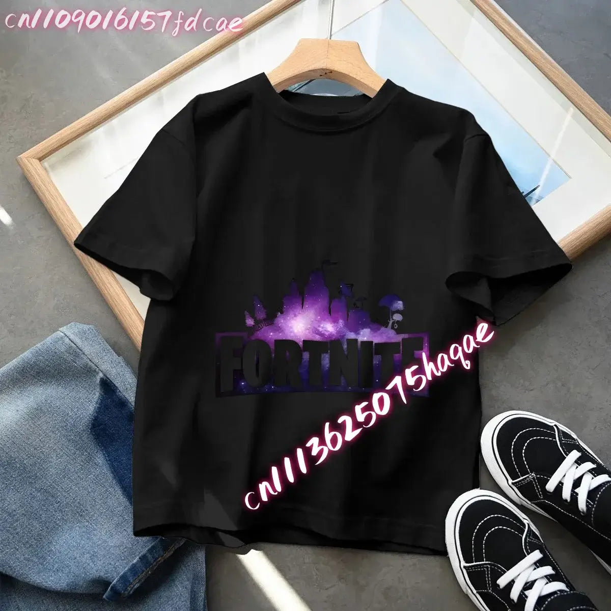 Fortnites Kids Black Cotton T-Shirt Fortress Night Baby Short Sleeve Tees Shirt Cartoon Boy Girl Summer Clothes Kawaii Tops Gift
