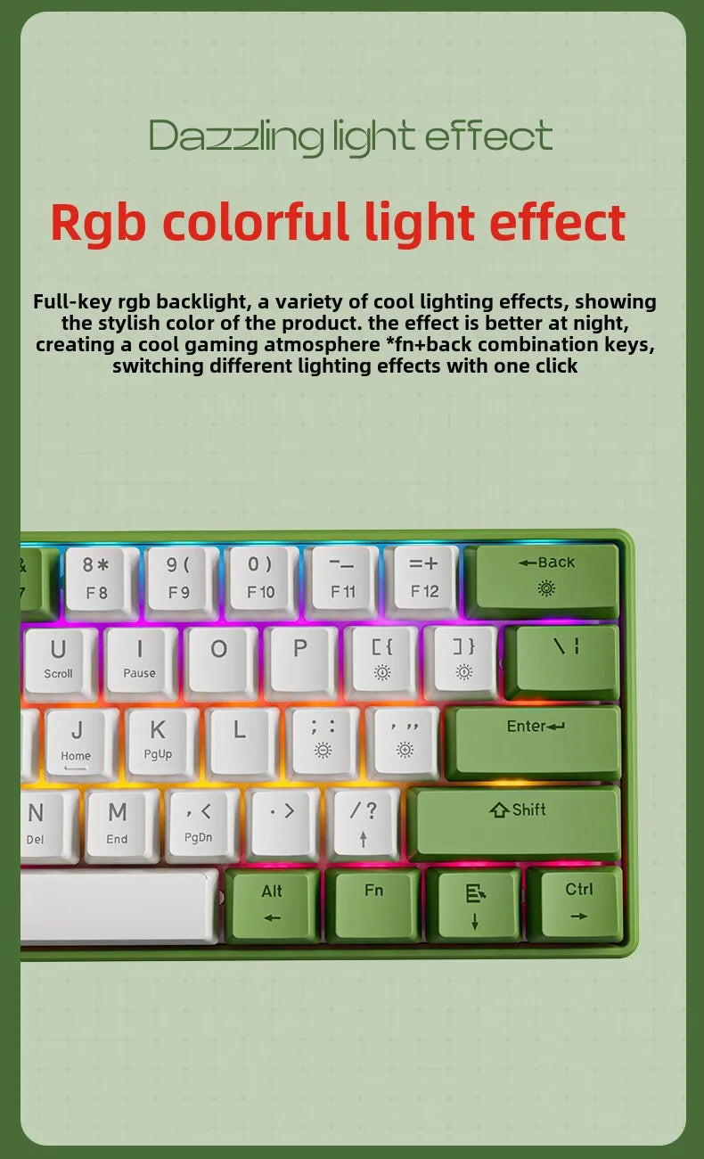 Wired Mechanical Keyboard 60% Gamer Bluetooth Backlit Keyboards for Tablet Mini Ergonomic Key Board White