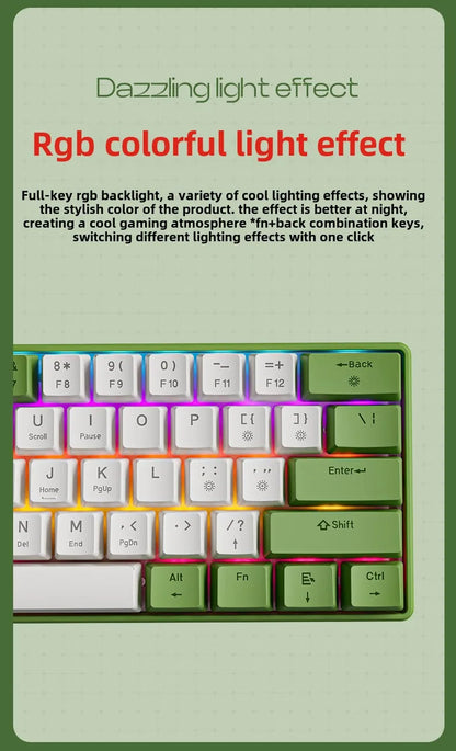 Wired Mechanical Keyboard 60% Gamer Bluetooth Backlit Keyboards for Tablet Mini Ergonomic Key Board White