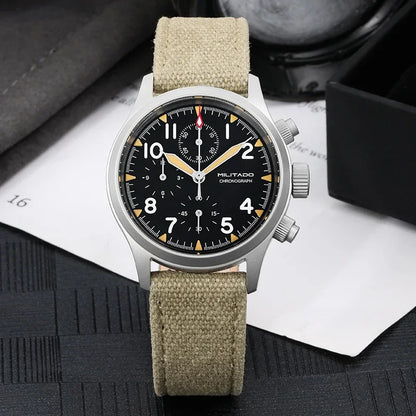 Relógio cronógrafo de quartzo Militado VK61 VK67 39mm, caixa em aço inoxidável 316L, 3 mostradores, impermeável 100M, relógio militar multifunções