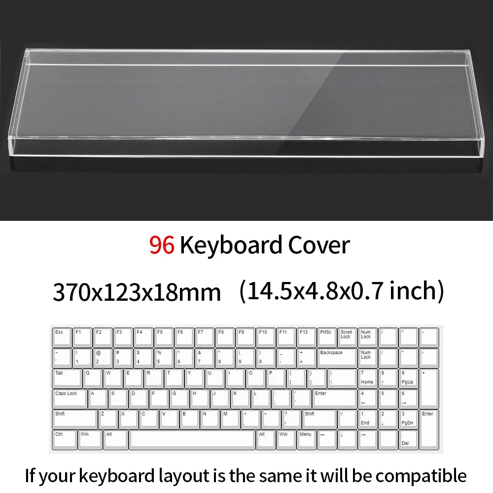 Funda protectora transparente de acrílico para teclado mecánico, cubierta antipolvo para teclado de 60/61/64 96 98 104/108 teclas, funda para ratón y teclado