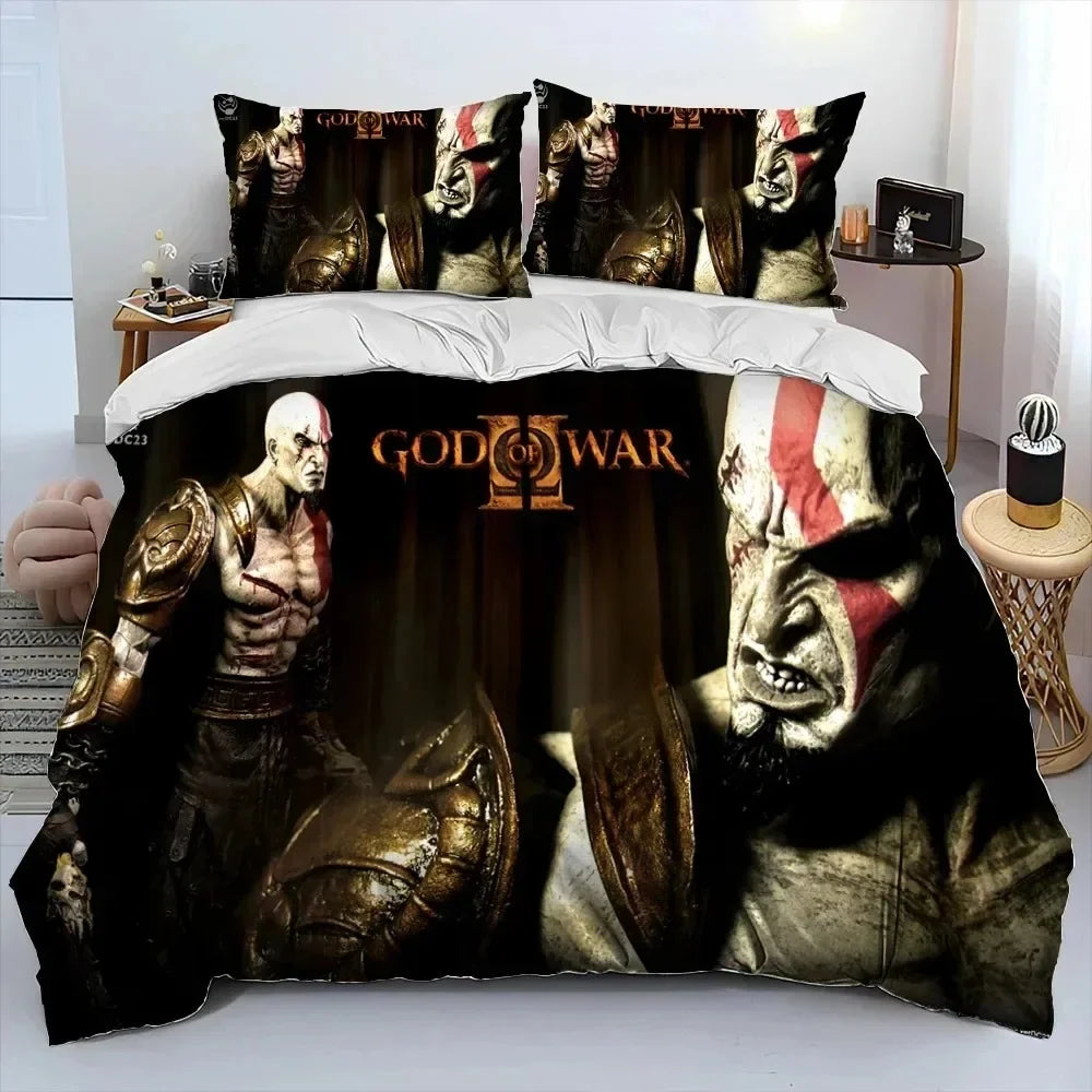 3D Print God Of War Game Gamers Kratos Bedding Set Boys Girls Twin Queen King Size Duvet Cover Pillowcase Bed Boys Adult