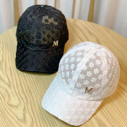 Casquette de baseball fine à fleurs en dentelle pour femme, printemps-été, protection solaire, casquette ajourée, respirante, mignonne, tour de tête réglable