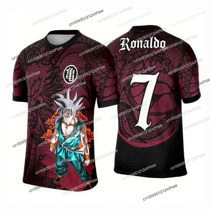 2025 New Arrival Dragon Ball Z Cartoon Kids Short Sleeve Top Super Saiyan Special Production Ronaldo No7 Football Jersey T-shirt