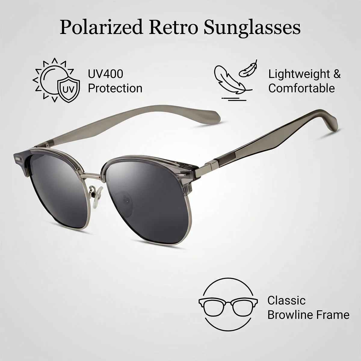 Polarized Sunglass Men Lenses Semi Rimless Vintage Retro Sunglasses Women Trendy Vacation Fashion Glasses Gafas De Sol Hombre