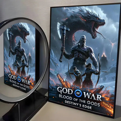 Classic pop God of War Ragnarok poster art HD canvas advanced aesthetic Printing Paper Wall Art for Living Room Home Decor