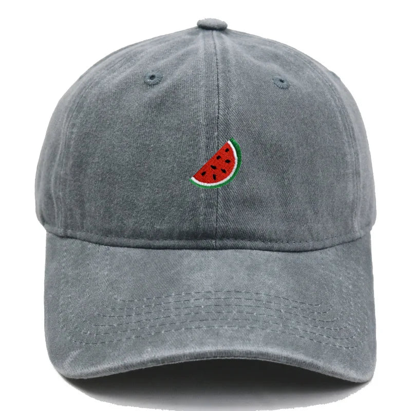 Printed Watermelon Baseball Cap Men's Washed Soft Top Retro Dad Hats Women's Casual Versatile Fashion Trend Duck Tongue Caps