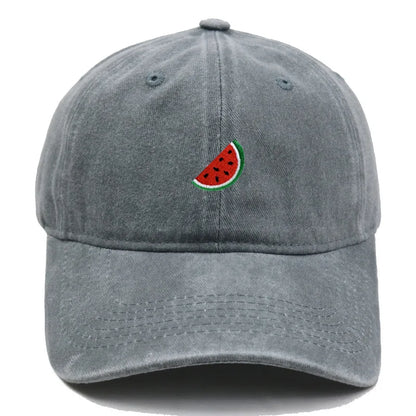 Printed Watermelon Baseball Cap Men's Washed Soft Top Retro Dad Hats Women's Casual Versatile Fashion Trend Duck Tongue Caps