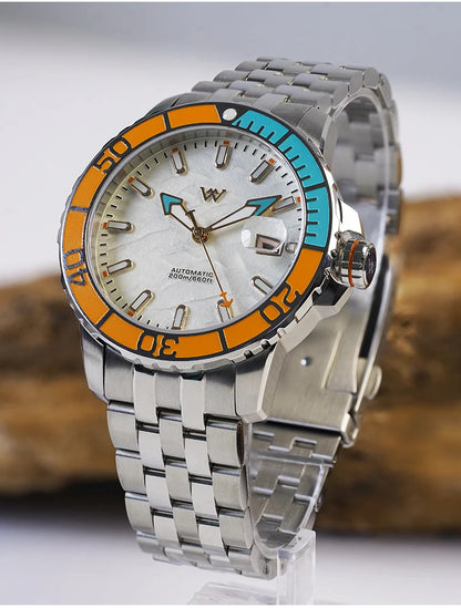 WM Watch Automatic Mechanical Watches NH35 Anti-reflective 200 Water Resistant Sapphire Crystal Welly Merck Watch WM206