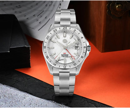 Reloj de lujo para hombre San Martin 39mm con esfera de aventurina, NH34 GMT automático mecánico, zafiro, resistente al agua, luminoso, SN0129