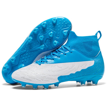 Black Men's Soccer Shoes AG/FG Cleats Training Football Boots High Ankle Sports Shoes for Men Kids Adults Sneakers Sizes 35-45