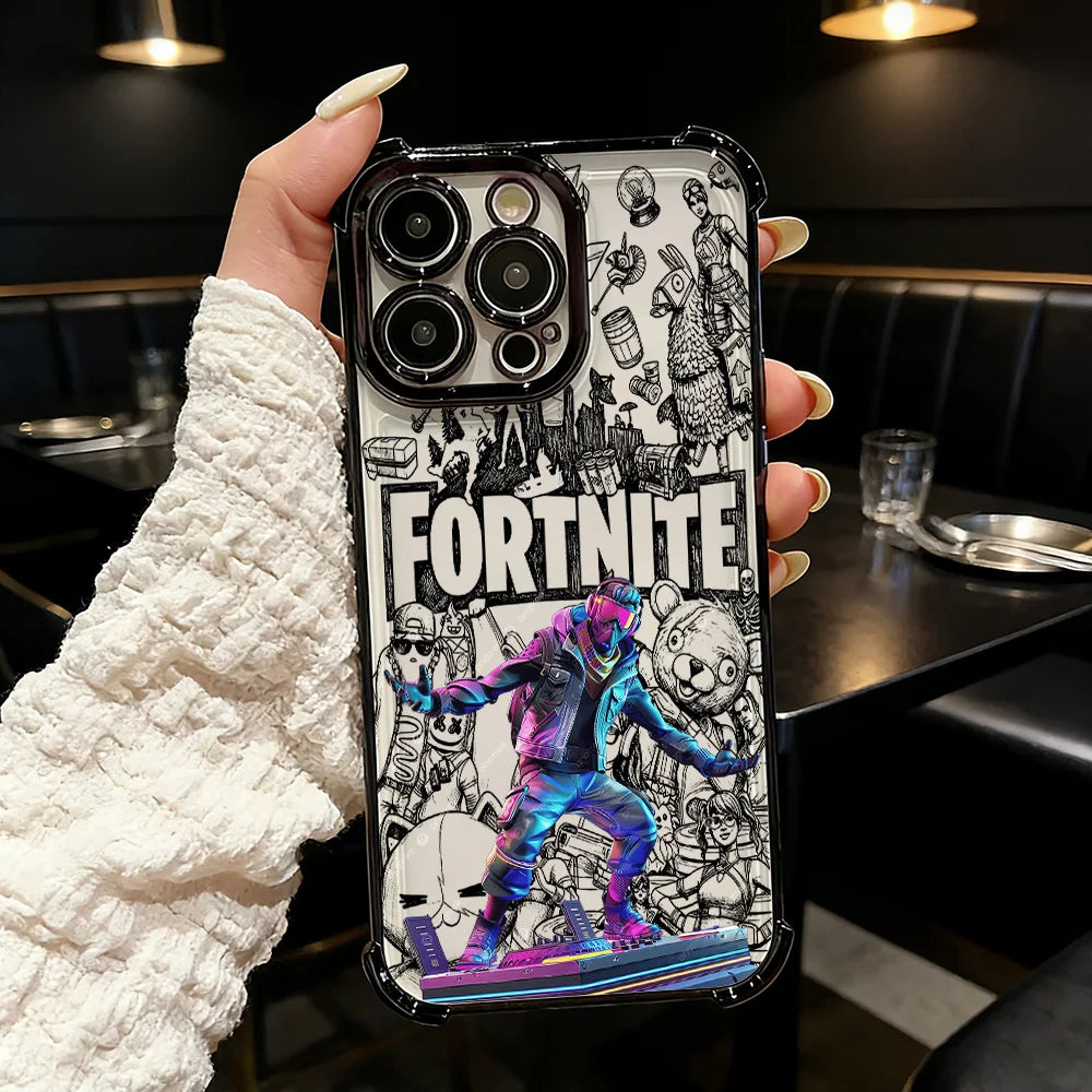 Capa de Telemóvel FortniteS Popular Game com Revestimento para iPhone 17 17e 16e 16 15 14 13 12 11 Pro Max X XR XSMax 7 8 Mini Air Plus Antichoque