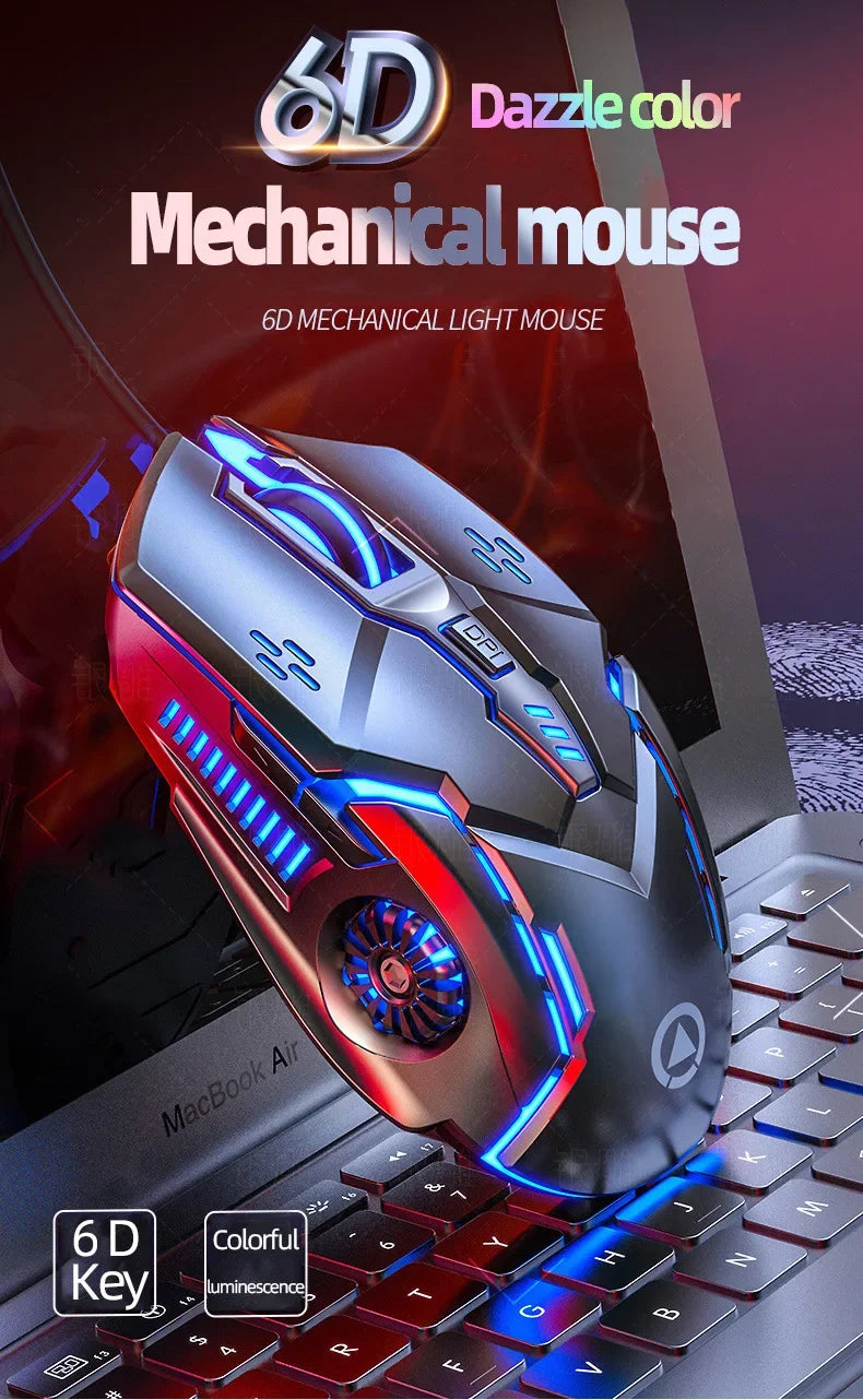 Ratón gaming con cable G5 Mute, seis teclas, iluminación luminosa, para e-sports, accesorio informático, ratón gaming para portátil y ordenador de sobremesa