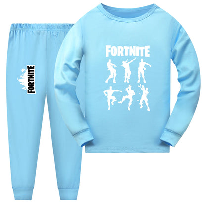 Conjunto de Pijama Fortnite New Kids de Outono para Bebé Menina, Top de Manga Comprida e Calças, 2 Peças, Roupa de Dormir Diária para Rapaz Adolescente 1006