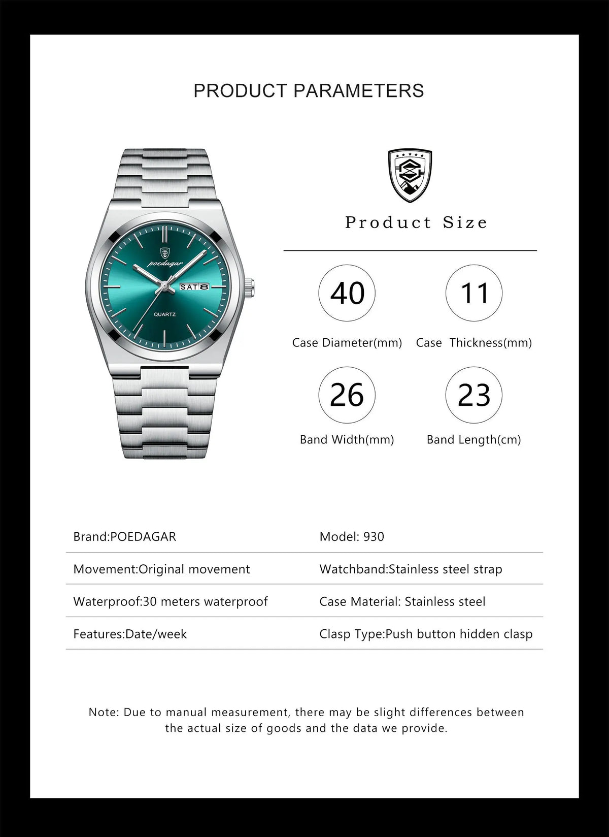 POEDAGAR Luxury Men's Watches Waterproof Luminous Date Week Men Watch Stainless Steel Casual Fashion Quartz Man Wristwatch Reloj