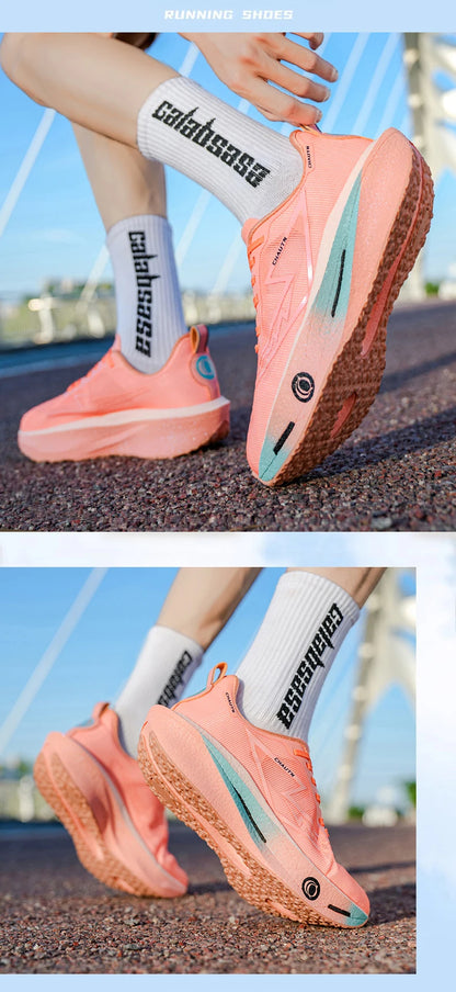 Men Running Shoes Specialty Carbon Plate Sports Marathon Breathable Lightweight Women Comfortable Nonskid Chunta Sneakers