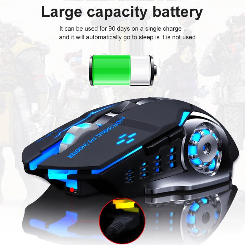 Wireless Bluetooth Mouse 2.4G USB Mecha Gaming Mouse Rechargeable Silent Backlight Mice Ergonomic Office Mice Game Accessories
