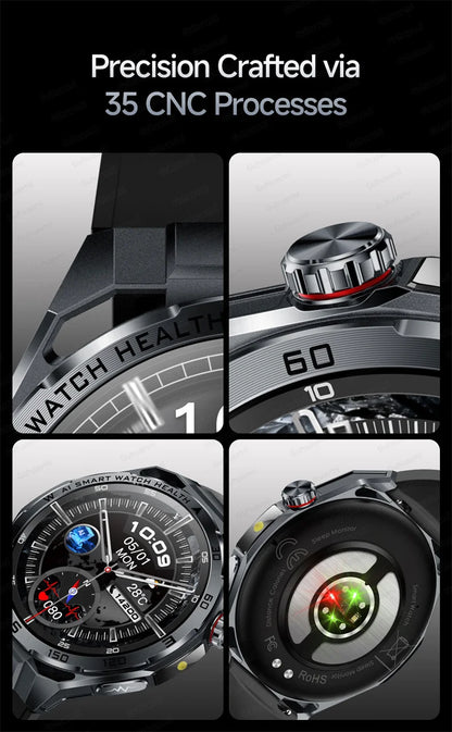 Smart Watch Men High-end Health Blood Pressure Blood Oxygen Lipids Uric Acid Sapphire Smart Watches Ai GPT Custom Dial ECG 2026