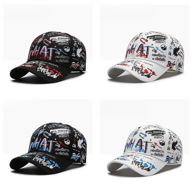 New Fashion Women Men Graffiti Cotton Baseball Cap Unisex Printed Snapback Hat Hip Hop Trendy Outdoor Cap Hat for Men Women