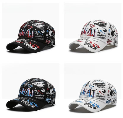 New Fashion Women Men Graffiti Cotton Baseball Cap Unisex Printed Snapback Hat Hip Hop Trendy Outdoor Cap Hat for Men Women