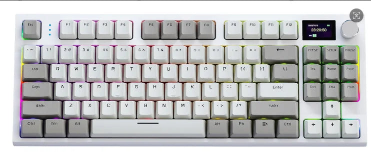 Tastiera meccanica ATTACK SHARK K86 con manopola in metallo, schermo smart TFT a colori, layout a 87 tasti, illuminazione RGB e connessione tri-mode