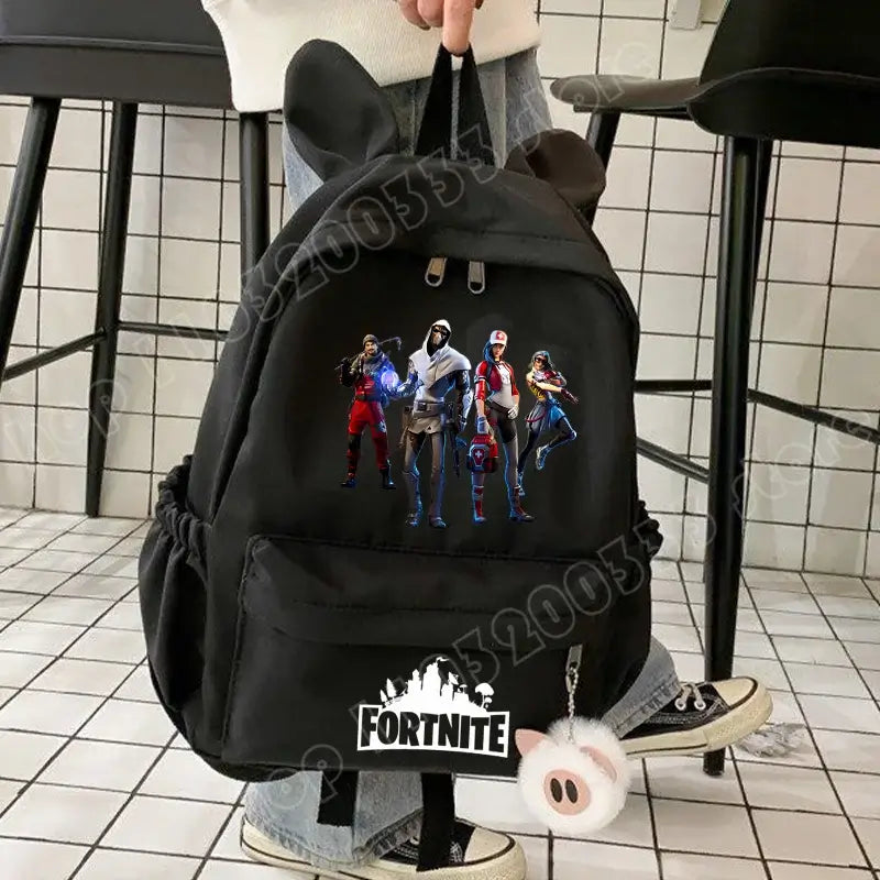 New Fortnite Cartoon Backpack Boy Girl Casual Schoolbag Large Capacity Student Bag Rabbit Ears Travel Backpack Stationary Gift