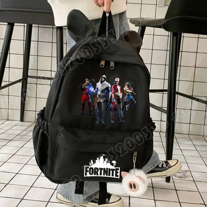 New Fortnite Cartoon Backpack Boy Girl Casual Schoolbag Large Capacity Student Bag Rabbit Ears Travel Backpack Stationary Gift