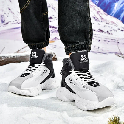 Baskets en peluche coordonnantes imperméables pour hommes, chaussures de tennis pour hommes, pantoufles chaudes, bottes d'hiver, nouveau, 2024