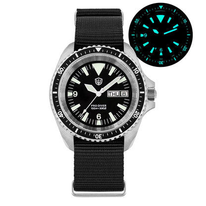 Reloj de lujo Watchdives WD1980 V3 con movimiento de cuarzo VH31 de segundero fluido, cristal de zafiro con revestimiento AR, resistencia al agua 10Bar, reloj para hombre