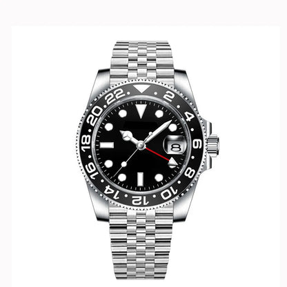 40MM Custom Logo New Men Quart Wristwatch Jubilee Stainless Quartz GMT Watch Sapphire Glass Men Watches Waterproof Luminous