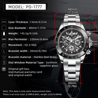 PAGANI DESIGN Orologio meccanico automatico da uomo in acciaio inossidabile, impermeabile 10Bar, sportivo, di lusso casual per uomo