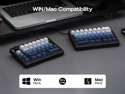 Teclado mecánico inalámbrico EPOMAKER Split70 QMK/VIA 70% con diseño dividido, conexión cableada/BT/2.4Ghz y perilla programable, modificador Mac