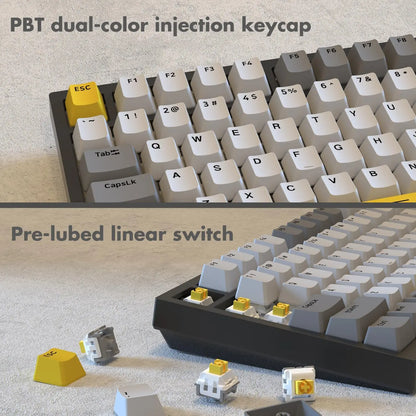AJAZZ AK820 75% Wired Mechanical Keyboard: Hot‑Swappable, RGB/White/Ice‑Blue Backlit, Volume Knob Control | For Office & Gaming