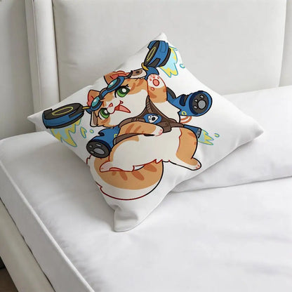 Capa de Almofada Quadrada Jetpack Cat O-Overwatch Gaming, Macia e Decorativa, para Sofá e Cama em Casa