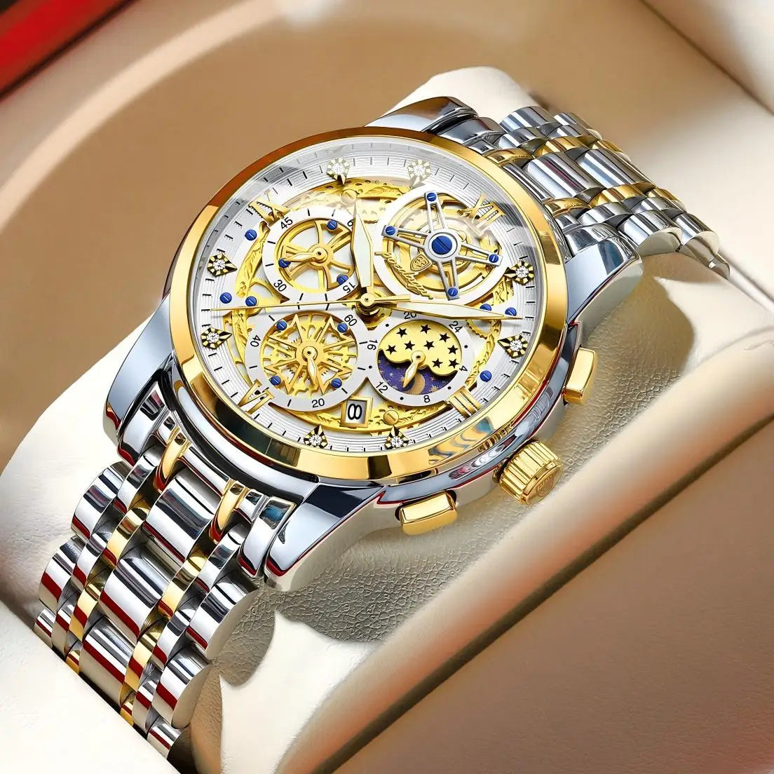 POEDAGAR Top Fashion Men's Watches Stainless Steel Date Chronograph Business Quartz Men Wristwatch Waterproof Luminous Man Watch
