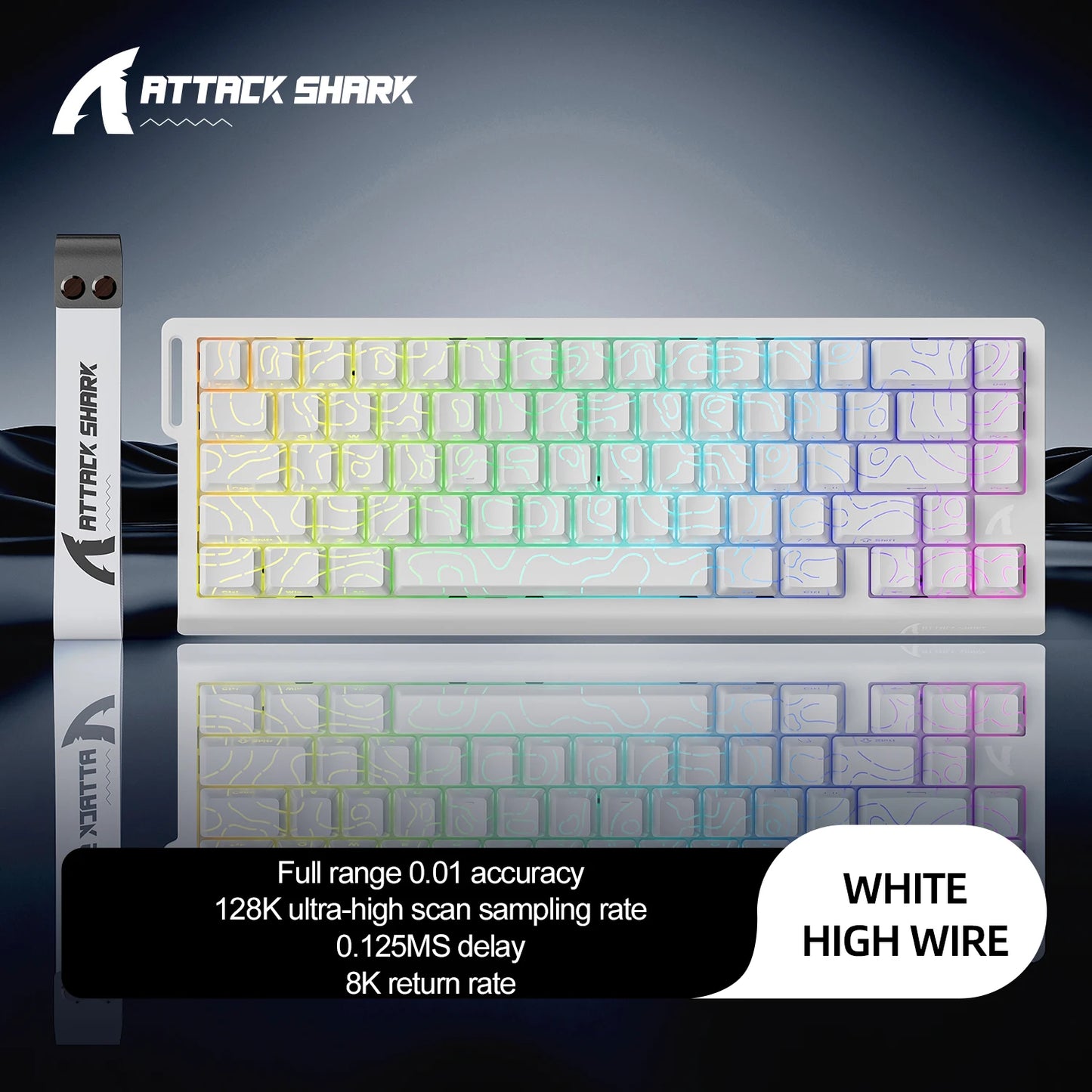 Teclado mecânico magnético ATTACK SHARK X68HE X68Pro He para gaming profissional, acionamento rápido de 0.01mm, 8000Hz, SOCD/Rs, 0.125ms, taxa de 128K