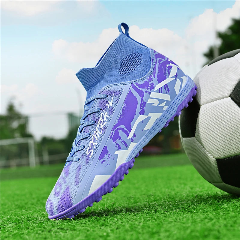 Double Star Men's High-Top TF Turf Football Boots, Youth & Student Edition, Adult & Kids, Professional Match & Training Soccer Shoes