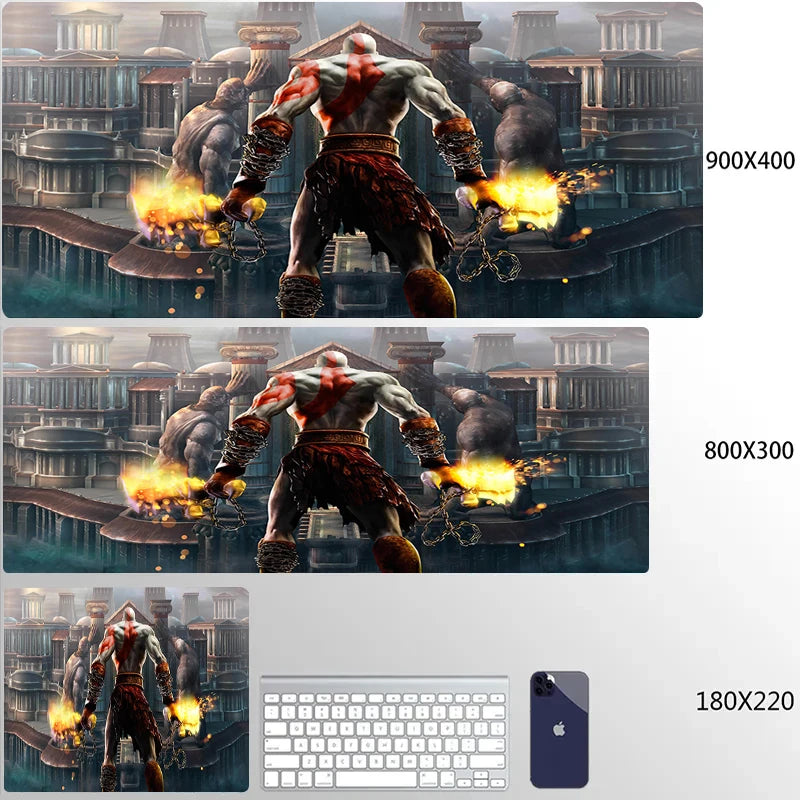 Large Mouse Pad G-God of War Pc Gamer Cabinet Keyboard Computer Game Desk Mat 900x400 Table Rug Gaming Accessories Xxl Mousepad