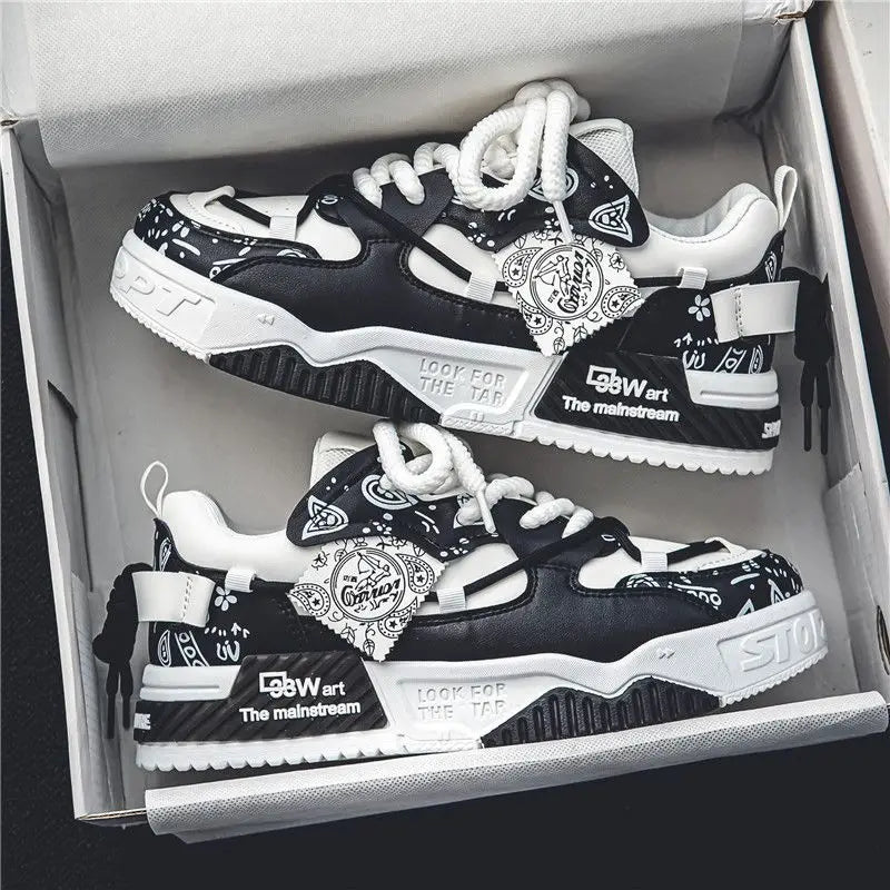 Fashion Skate Shoes Men's Sneakers Breathable Running Shoes Outdoor Mesh Casual Shoes Men's Lace-Up Vulcanized Shoes Zapatillas