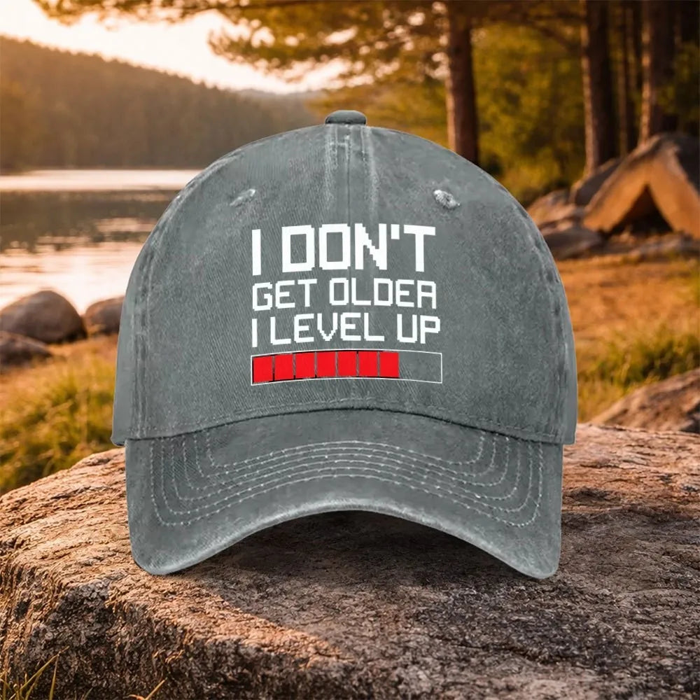 Gamer Level Up fødselsdags-baseballkasket i vasket bomuld, justerbar, udendørs trucker-kasket