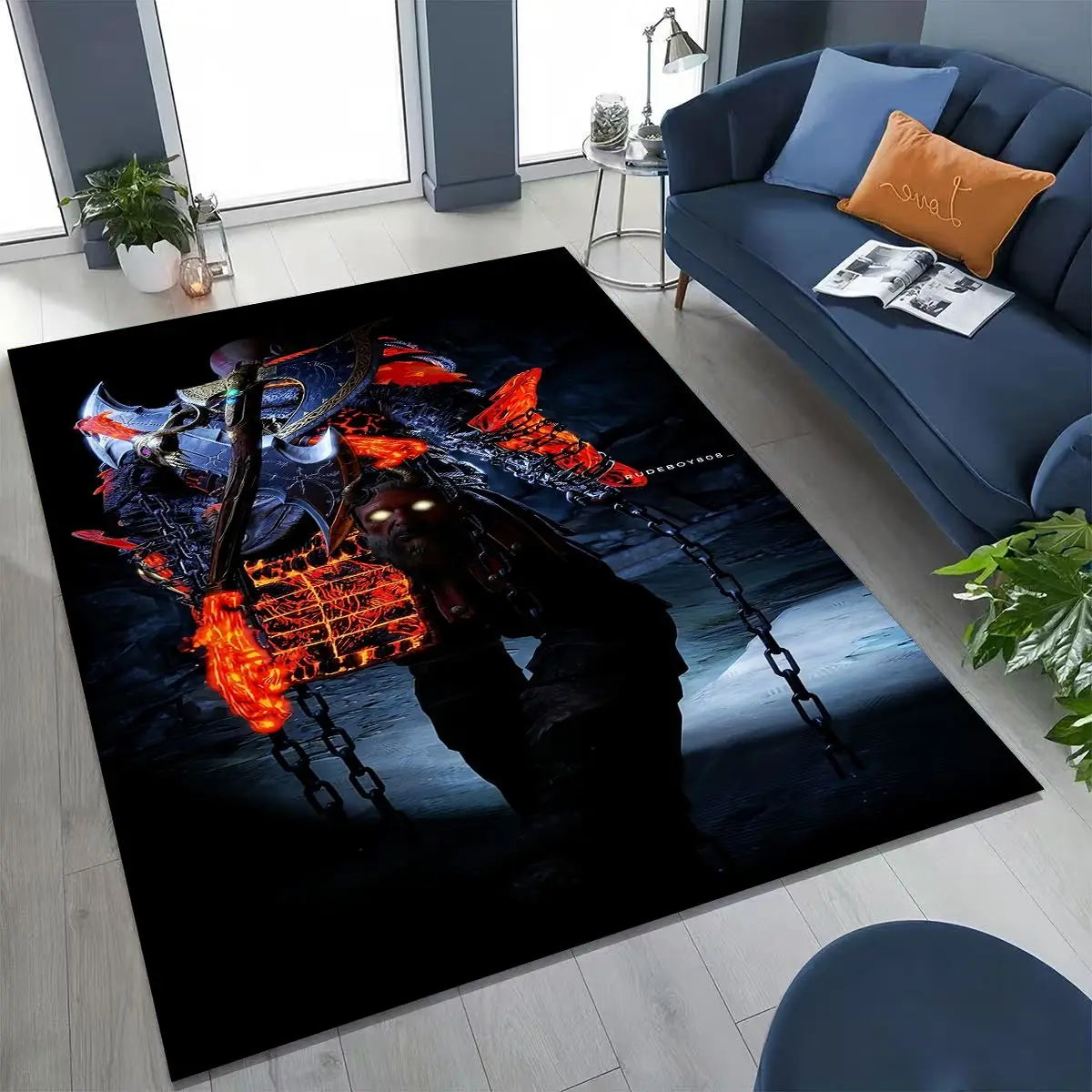 Classics God of War Kratos 3A Game Gamer Rug for Bedroom Living Room Sofa Home Doormat Decor, Large Kids Play Non-slip Floor Mat