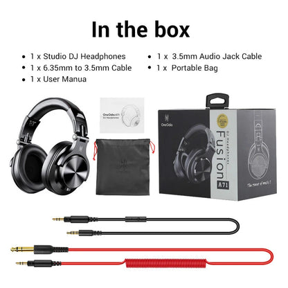 Auriculares OneOdio A71 con cable Over Ear HiFi Studio DJ con micrófono – Auriculares gaming de monitorización profesional con graves profundos