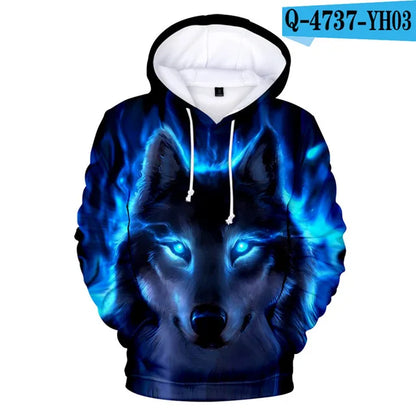 Sweatshirt com Capuz Cool Space Galaxy Wolf para Homem — Lobo Brilhante, Estilo Fashion, Pullover de Primavera e Outono