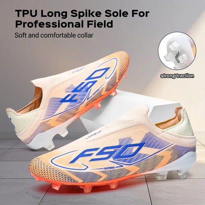 Anti-Slip AG/FG Soccer Boots, TPU Shock Absorption Sole, Durable PU Fabric Upper, Teen Boys and Girls Professional Field Sneakers