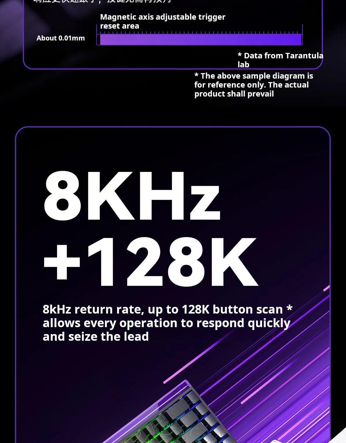 Teclado mecánico gaming AULA HERO 68 HE con eje magnético RT, cable, iluminación RGB, tasa de sondeo 8K y grabado lateral