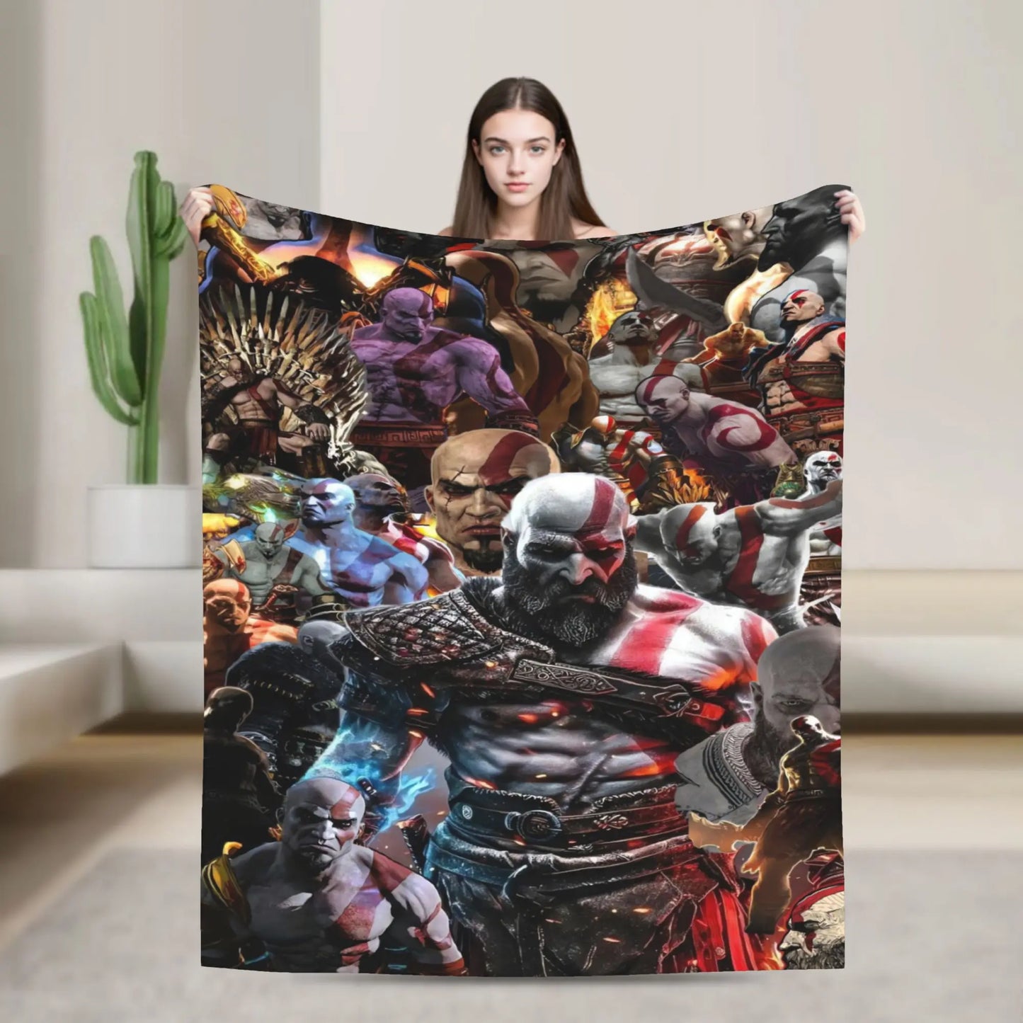 God of War Games Kratos Cartoon  Blanket Quality Soft  Bedding Throws Winter Travel Office Home Decor Aesthetic Bedspread
