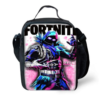 Mochilas Infantis com Design de Jogo Popular, Saco de Almoço e Estojo, Mochilas Escolares de Grande Capacidade para Alunos, Rapaz e Rapariga, Melhor Presente F-FortniteS