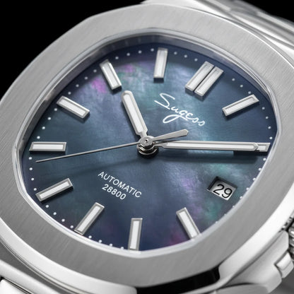 Sugess Man Watch Automatic Mechanical Wristwatches Miyota 9015 Movement MOP Dial Luminous Waterproof 5bar Bracelet Luxury S466