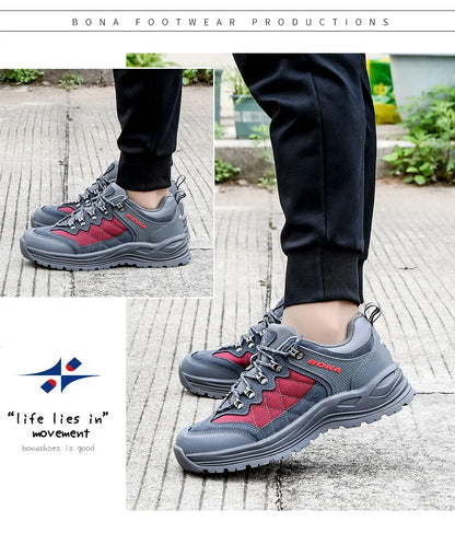 BONA 2023 New Designer Hiking Shoes Trekking Sneakers Men Walking Fishing Camping Jogging Shoes