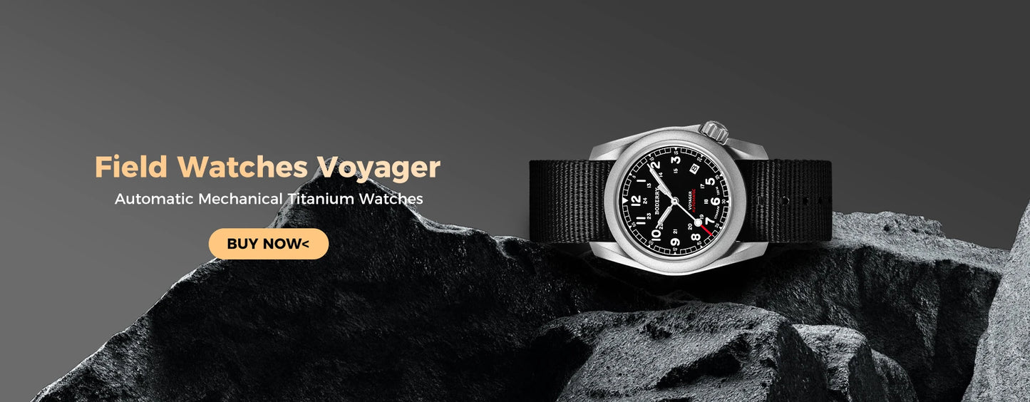 Relógio masculino Boderry Field Watches VOYAGER, caixa em bronze, mecânico automático, 100M impermeável, estilo militar, marca de topo